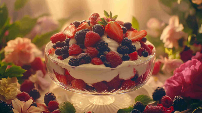 Summer Berry Ambrosia with Vanilla Yogurt