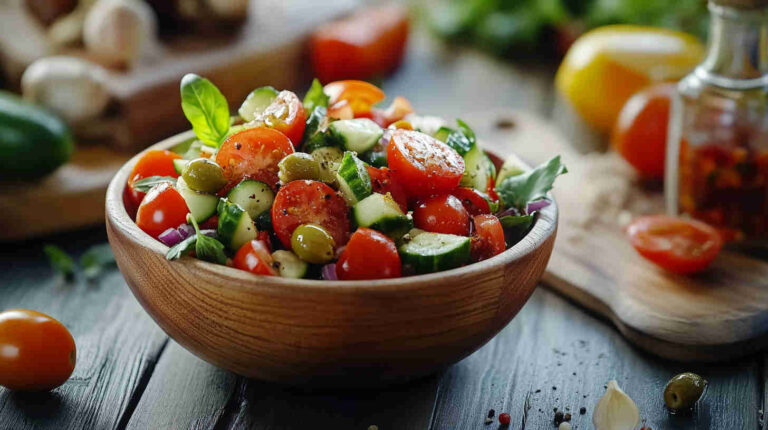 Tomato, Cucumber, and Olive Italian Salad Recipe