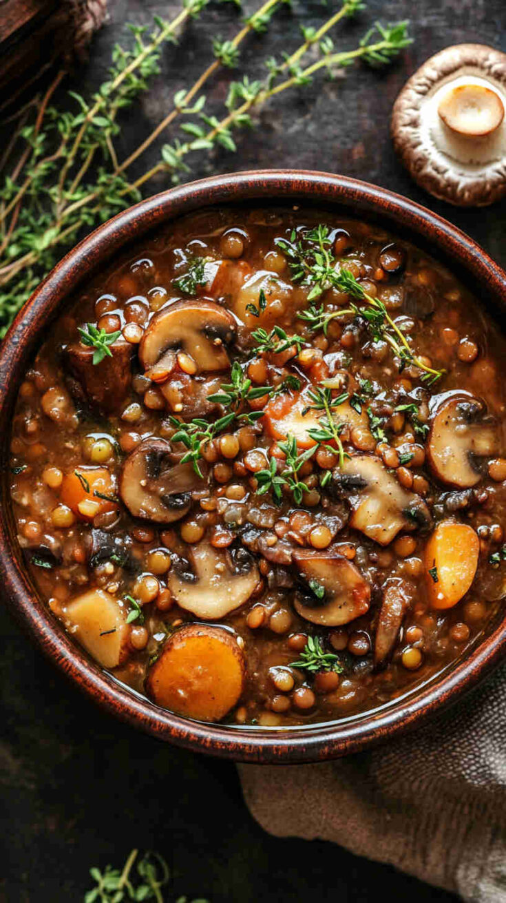 Vegetarian Mushroom and Lentil Stew Recipe