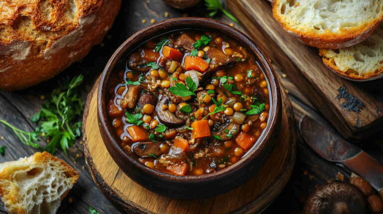 Vegetarian Mushroom and Lentil Stew Recipe