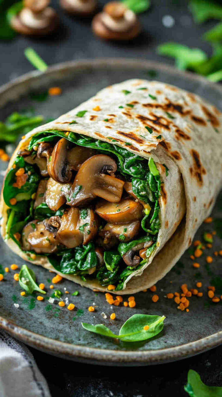 Vegetarian Mushroom and Spinach Wrap Recipe