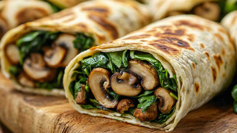 Vegetarian Mushroom and Spinach Wrap Recipe