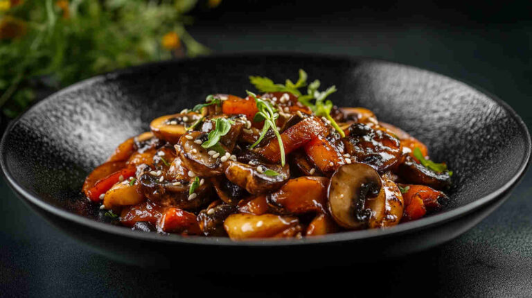 Black Bean Exotic Mushroom Stir-Fry