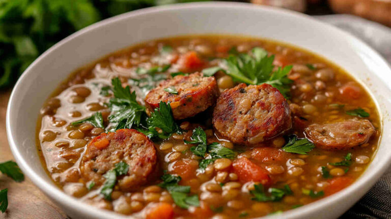 Chunky Lentil Soup with Sausage