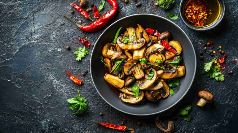 Exotic Five-Mushroom Stir-Fry with Chili Oil