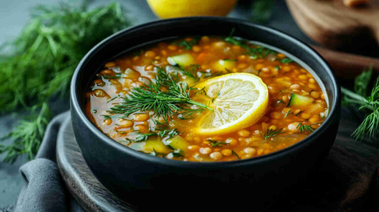 Lemon and Cucumber Lentil Soup