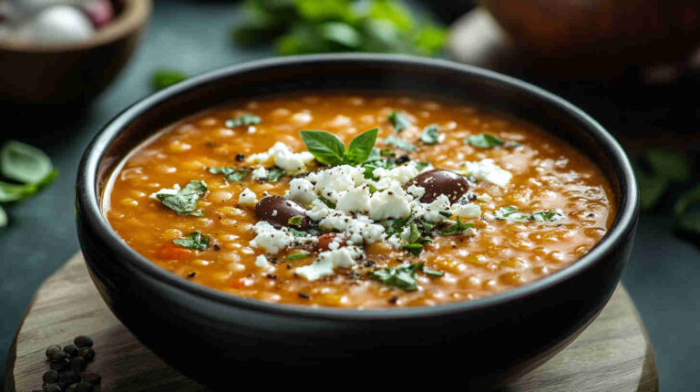 Mediterranean Lentil Soup with Feta and Olives