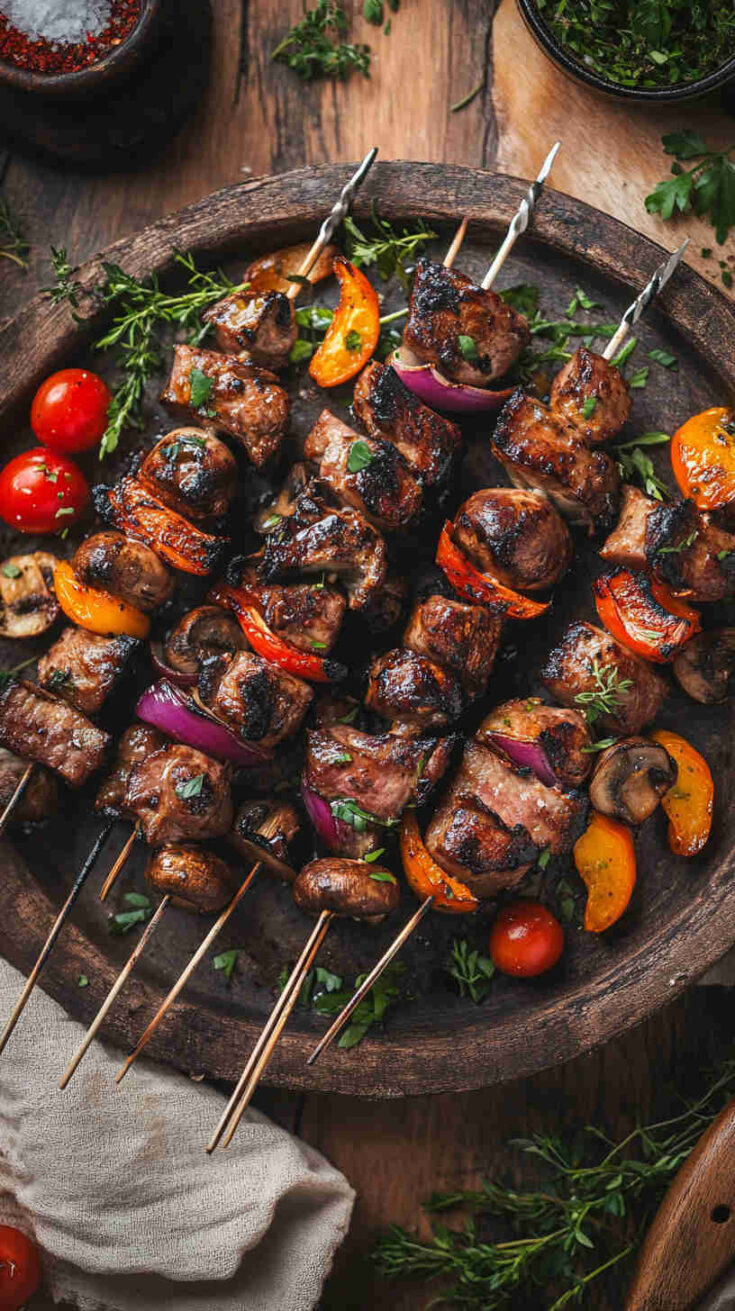 Pork and Mushroom Skewers Recipe
