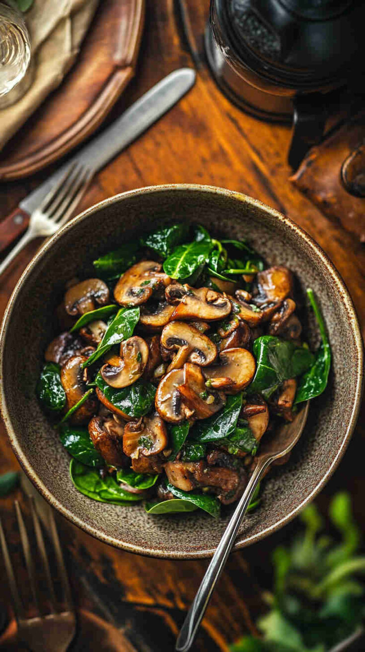 Roasted Mushroom and Spinach Recipe
