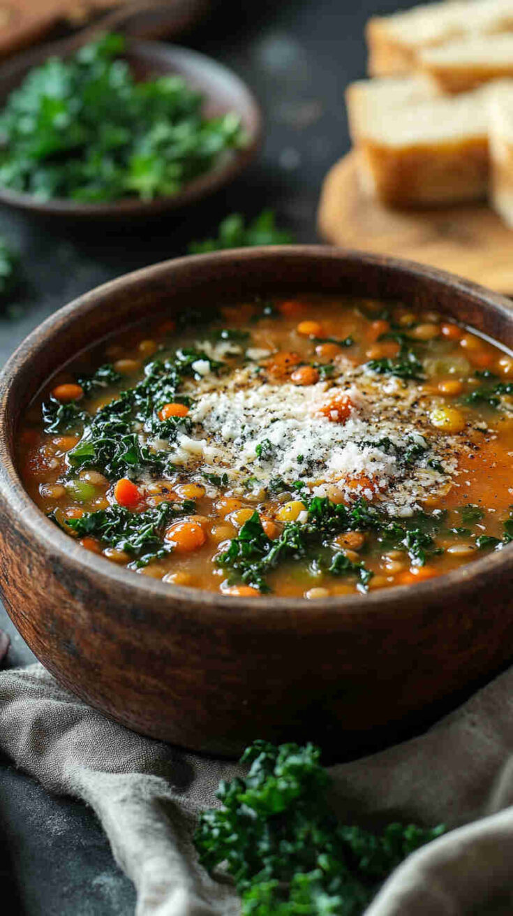 Rustic Lentil Soup with Kale