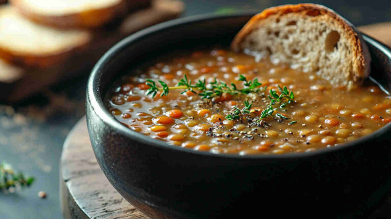 Simple Lentil Soup with Garlic and Thyme