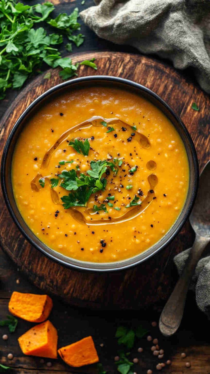 Slow Cooker Lentil Soup with Sweet Potatoes