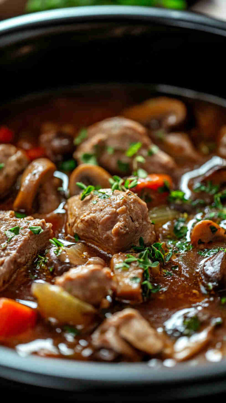 Slow Cooker Pork and Mushroom Stew Recipe