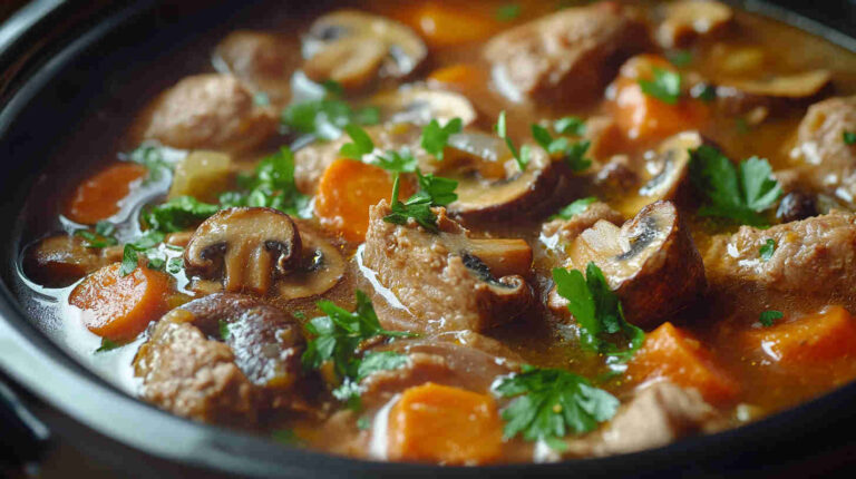 Slow Cooker Pork and Mushroom Stew Recipe