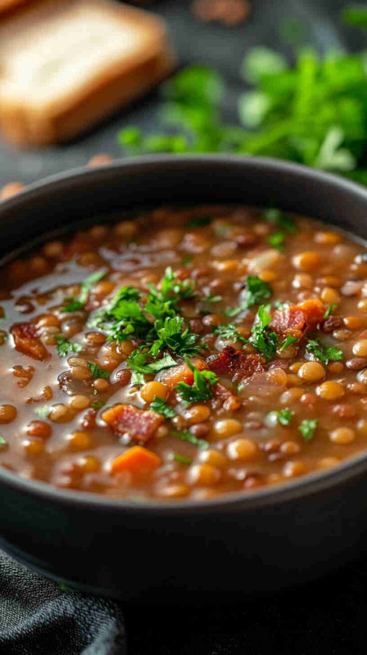 Smoky Lentil Soup with Bacon