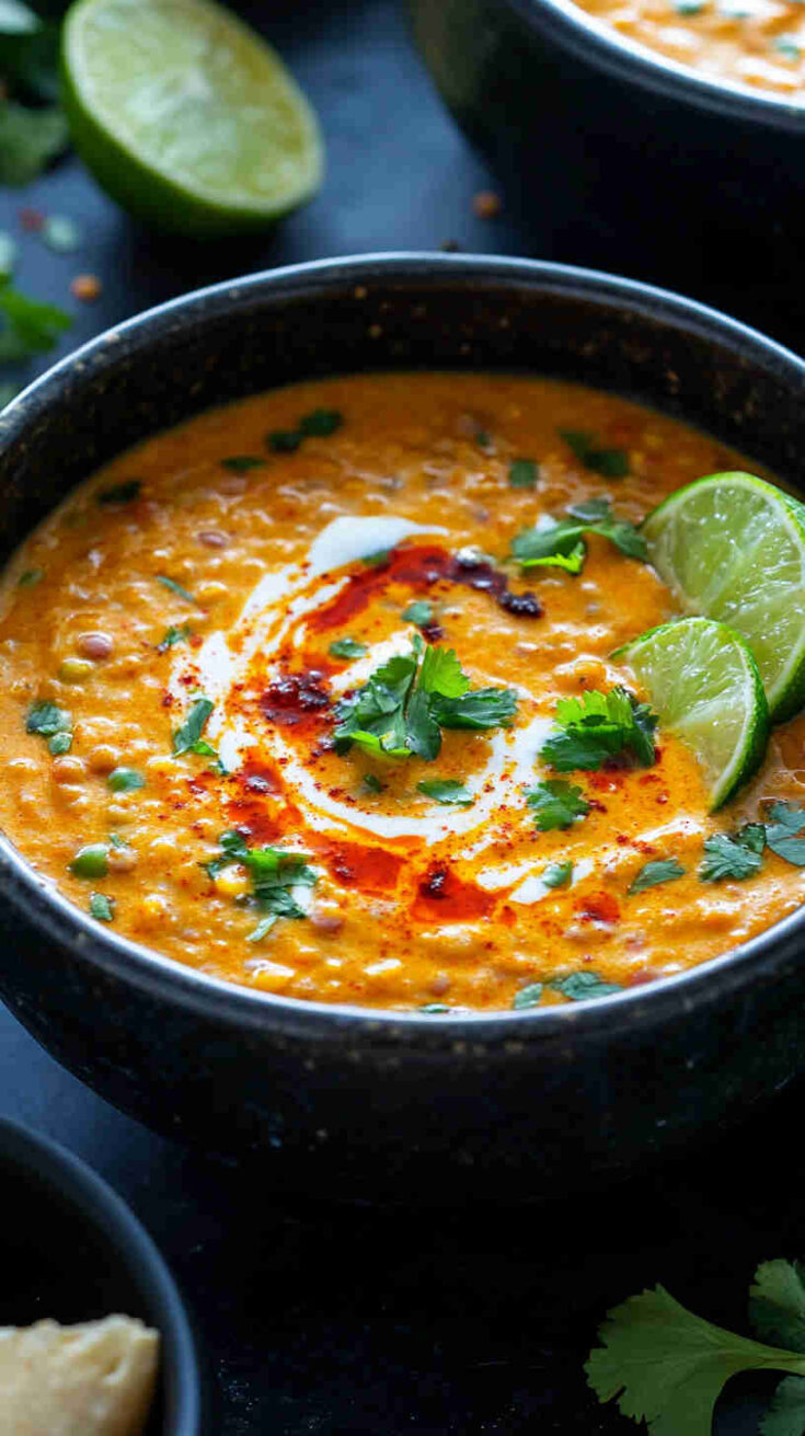 Spicy Red Lentil Soup with Coconut Milk