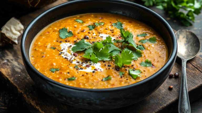 Spicy Red Lentil Soup with Coconut Milk