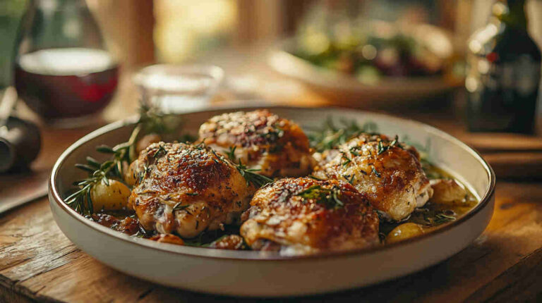 Baked Italian Chicken Thighs with Herbs and White Wine