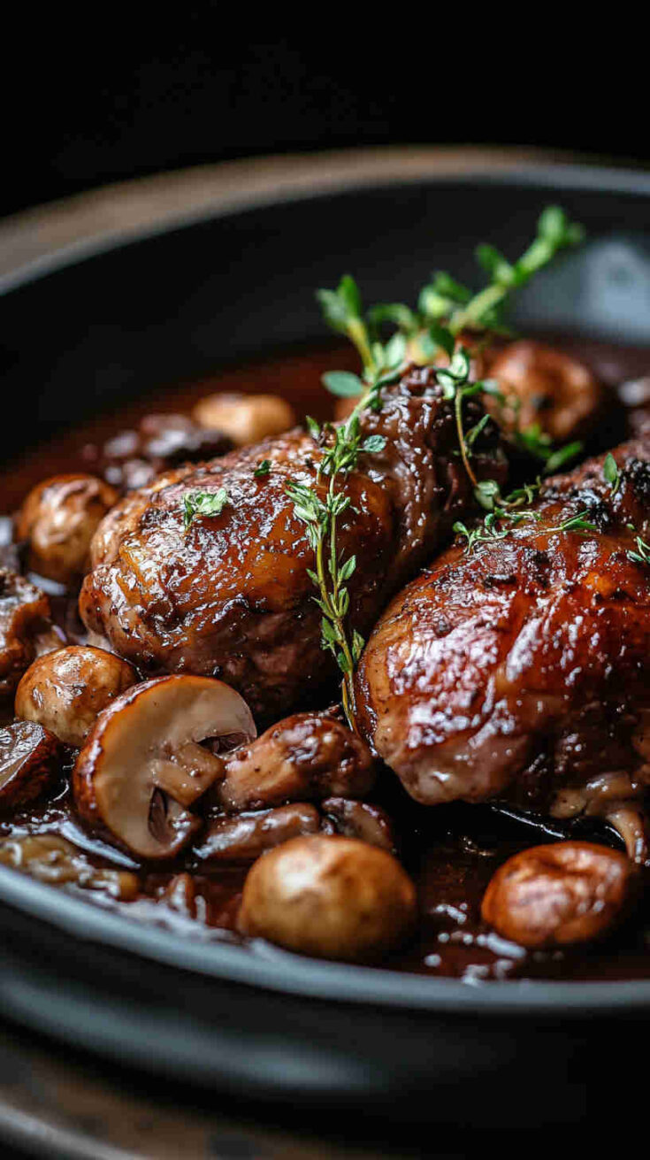 Classic Coq au Vin with Mushrooms