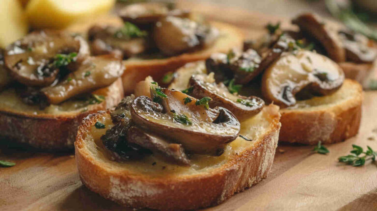Garlic Butter Mushroom Crostini