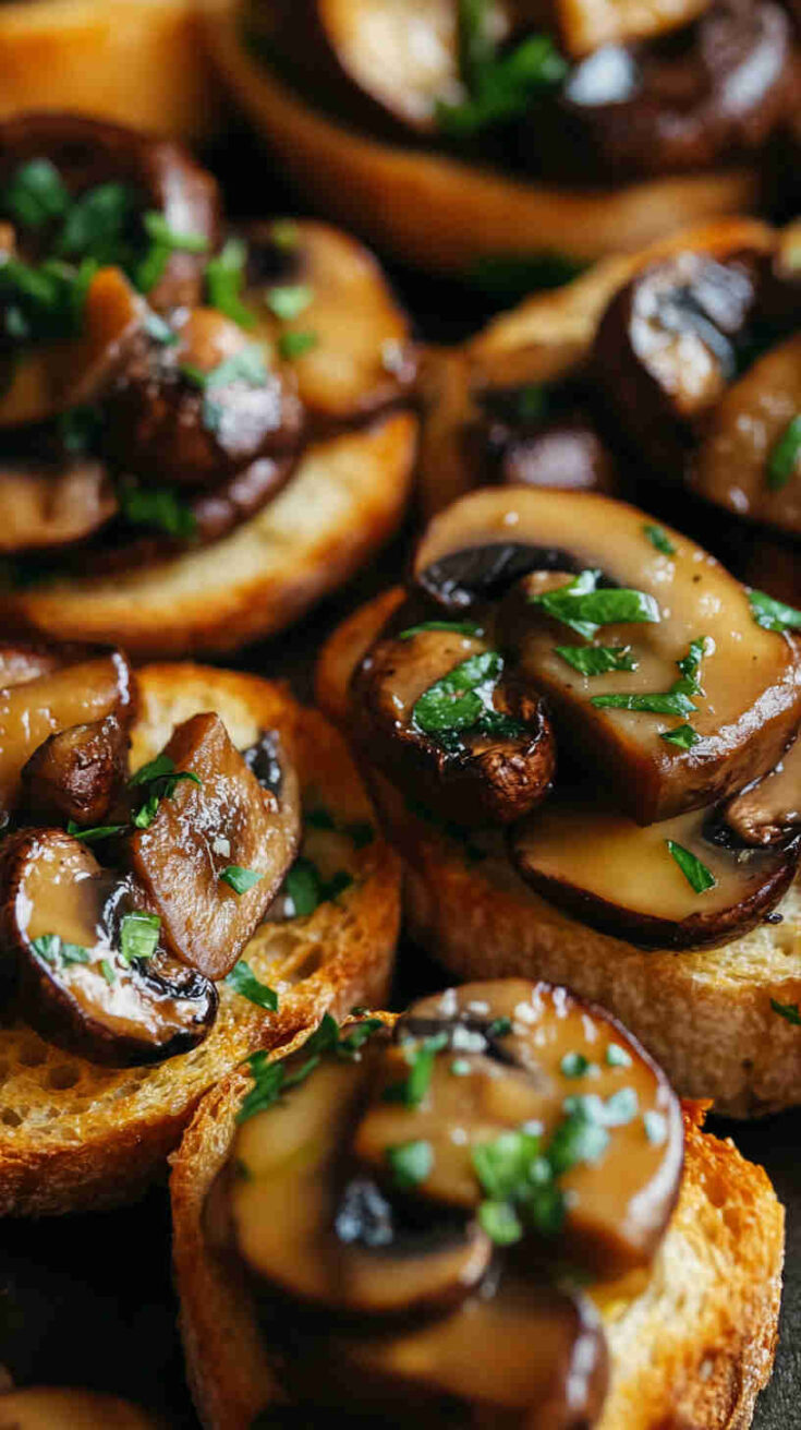 Garlic Butter Mushroom Crostini