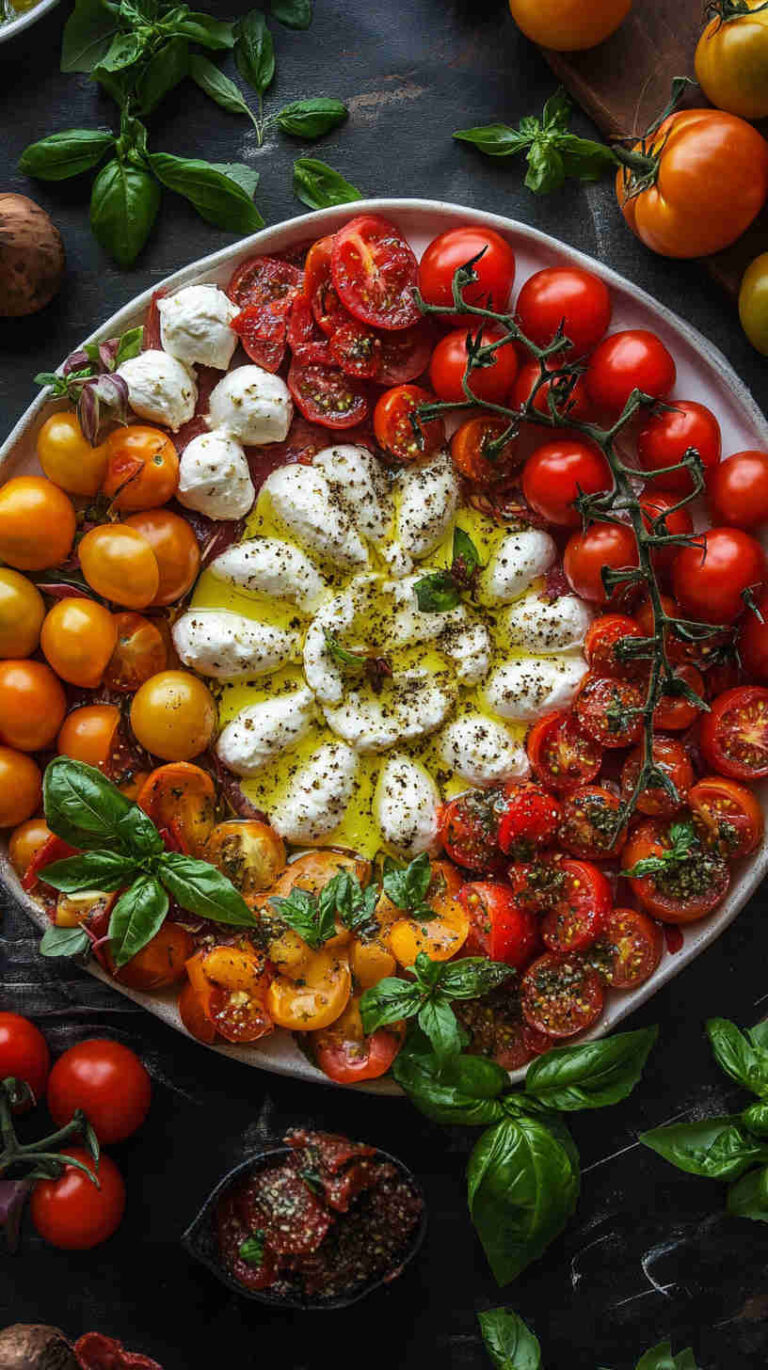Italian Antipasto Platter with Fresh Mozzarella and Tomatoes Recipe
