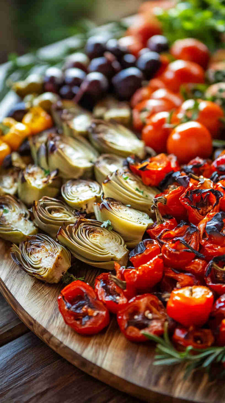 Italian Antipasto Platter with Roasted Peppers and Artichokes Recipe