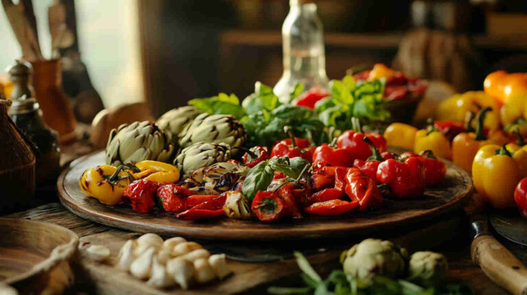 Italian Antipasto Platter with Roasted Peppers and Artichokes Recipe