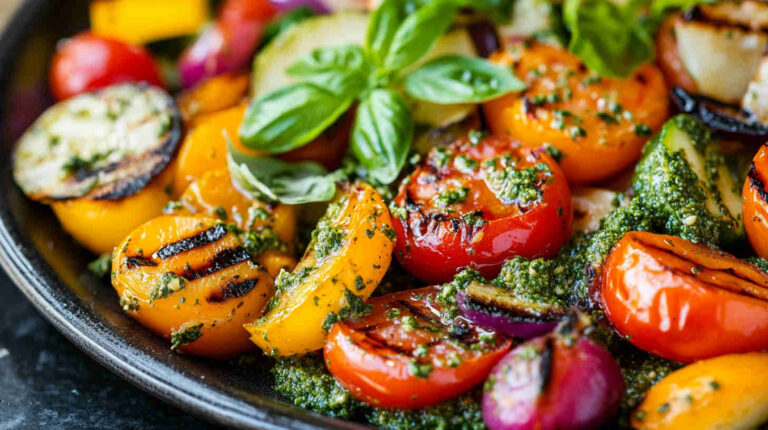 La Scala Chopped Salad with Grilled Vegetables and Pesto