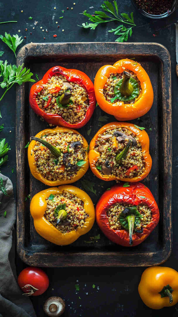 Mushroom & Quinoa Stuffed Peppers