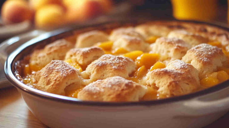 Peach Cobbler with a Biscuit Topping
