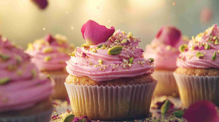 Pistachio and Rose Water Cupcakes