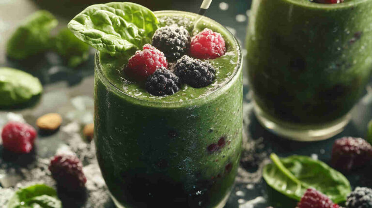 Protein Smoothie with Spinach, Berries, and Almond Milk
