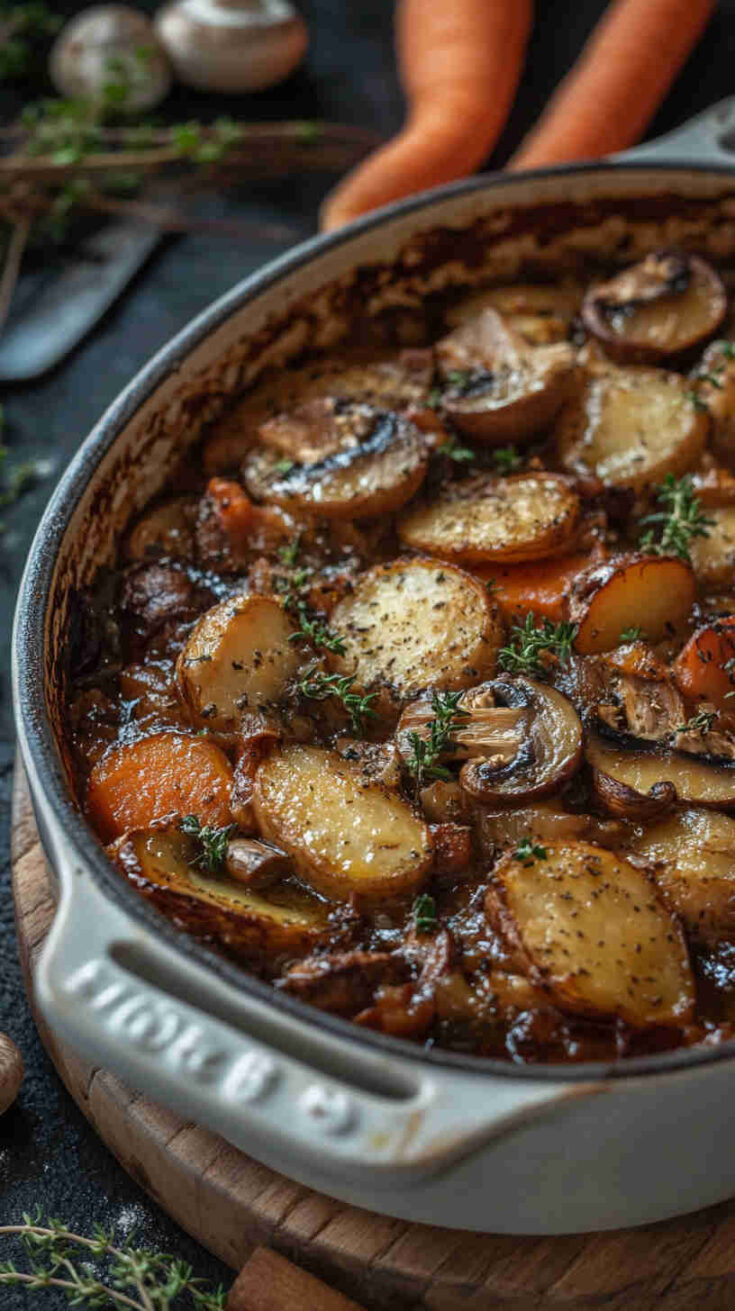 Rustic Mushroom & Root Vegetable Bake