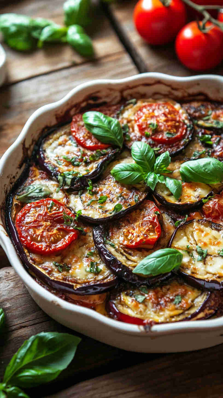Italian Baked Eggplant with Tomato and Basil Recipe