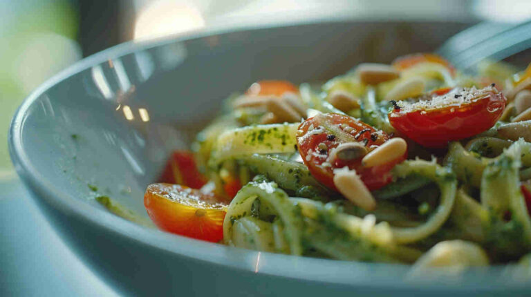 Pesto Pasta with Cherry Tomatoes