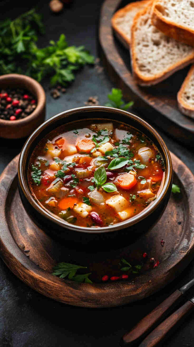 Italian Minestrone Soup with Fresh Vegetables Recipe